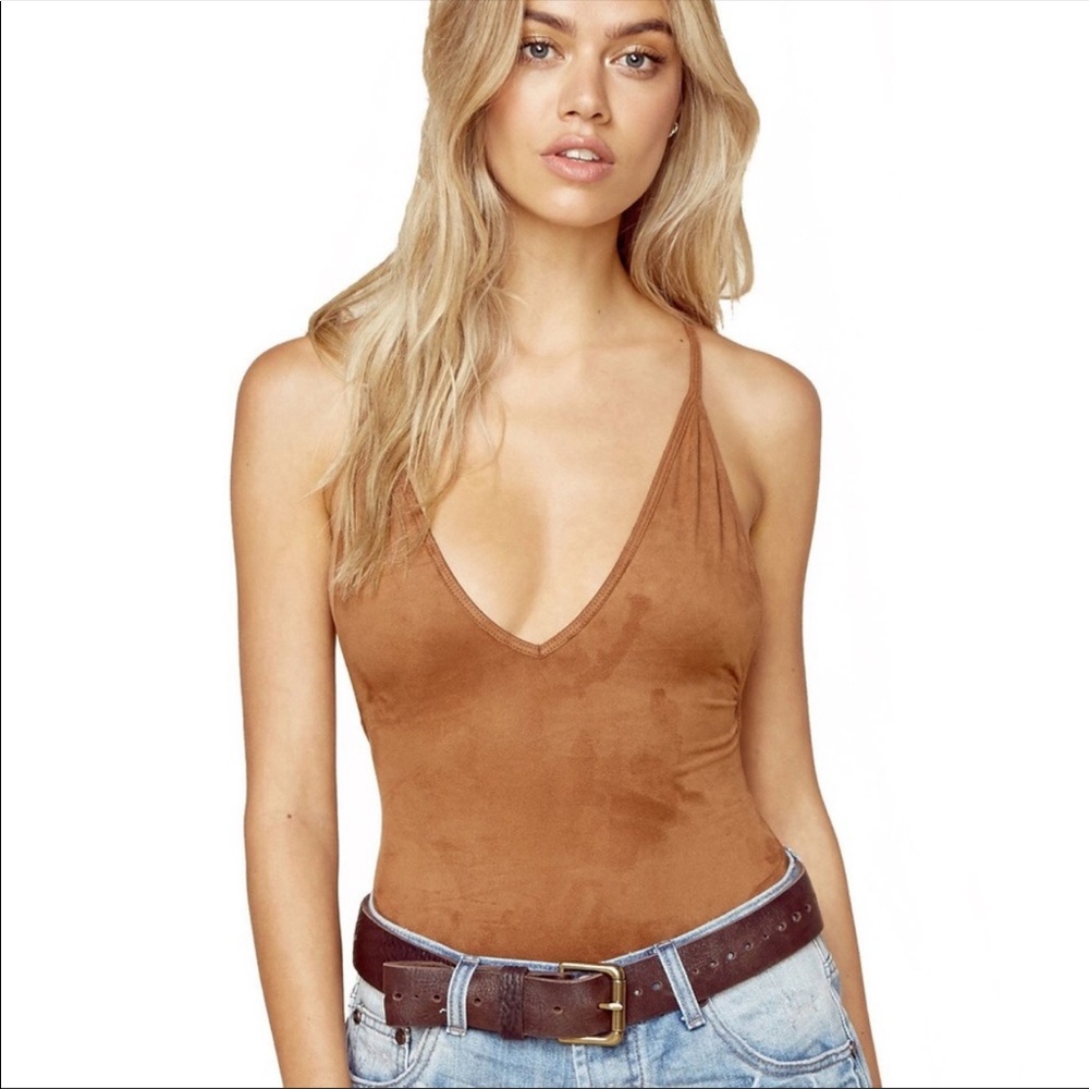 Planet Blue - Suede Bodysuit XS (Brown) - NWT
